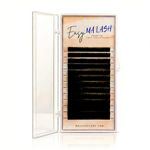 Easy Fan Professional Eyelash Extensions Black L 0.07, 7-15mm Mix - Self-Fanning Rapid Blooming Russian Volume Individual Lashes (L 0.07, 7-15 mm)