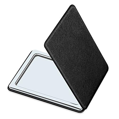 Travel Compact Vanity Mirror - Black, Double-Sided Magnifying & Regular Mirror, Portable for Handbag & Pocket - Classic Black