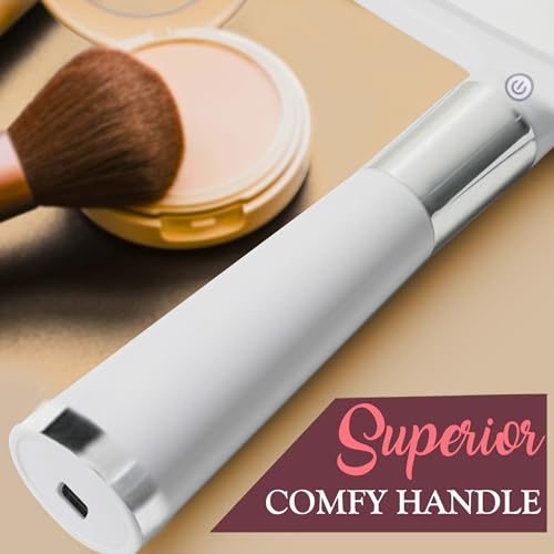 Lighted Handheld Mirror with Stand, 9" Rechargeable Makeup Mirror