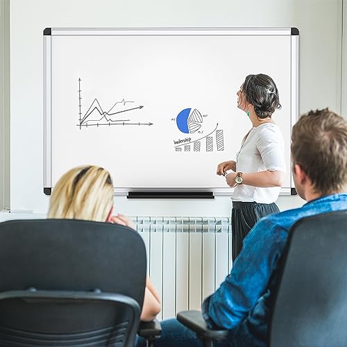 VIZ-PRO Magnetic Whiteboard/Dry Erase Board, 48 X 36 Inches, Silver Aluminium Frame