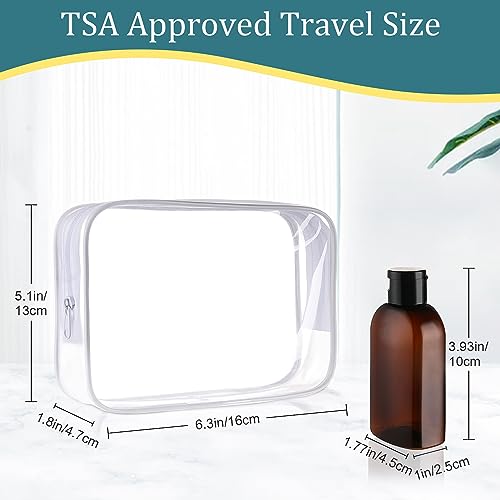 Cosywell 4 Pack 3.4 oz Travel Bottles with Labels - Leakproof TSA Approved Toiletry Containers - Brown, 3 Labeled + 1 Blank