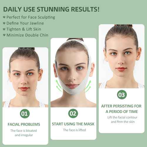 Reusable Facial Lifting Belt, V Line Lifting Mask with Chin Strap for Sleeping, Jaw Exerciser V-Shaped Double Chin Reducer, Jawline Shaper with Adjustable Straps