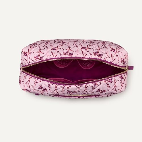 Amazon Essentials Quilted Travel Makeup Bag with Mesh Compartments