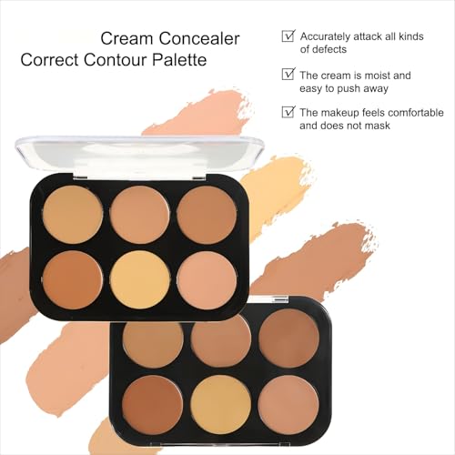 Corlo 6-Color Cream Concealer Palette - Full Coverage