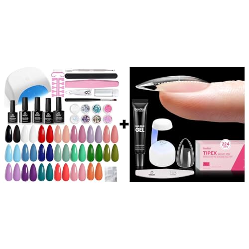 Beetles Gel Nail Polish Kit with U V Light and Tipex Instant Apex Nail Tips Kit
