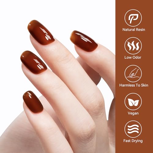 MEGIOR Jelly Gel Nail Polish - 0.5 Fl Oz Caramel Brown