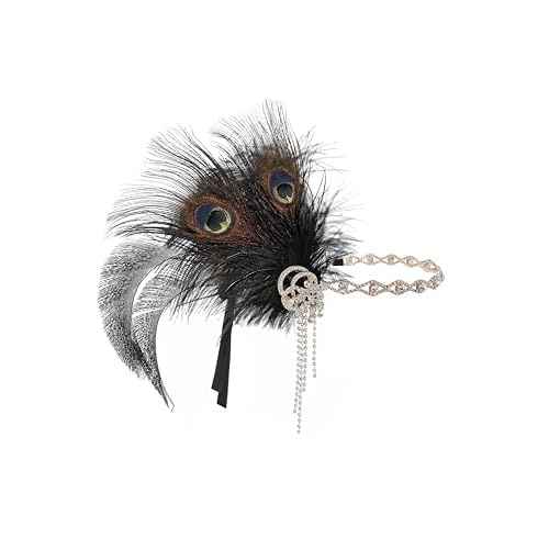 BABEYOND 1920s Flapper Headpiece Headband - Roaring 20s Great Gatsby Feather Headband 1920s Flapper Gatsby Accessories
