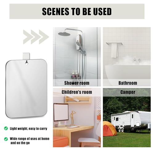 Fogless Shower Mirror 8x6 Inch - Shatterproof Travel & Camping