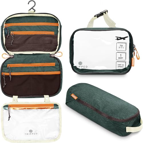 TRIPPED 3-Piece Travel Toiletry Bag Set with TSA Bag