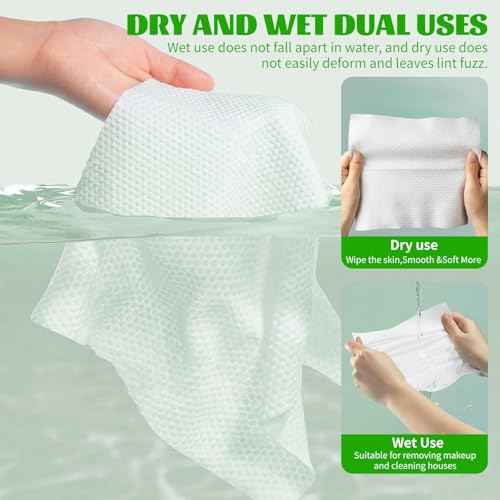 Disposable Face Towels 100 Count, Biodegradable Facial Towels for Sensitive Skin, Ultra Soft & Thick Face Cloth, Lint- free Dry Wipes for Makeup Remover, Skincare and Cleansing (2 Pack)