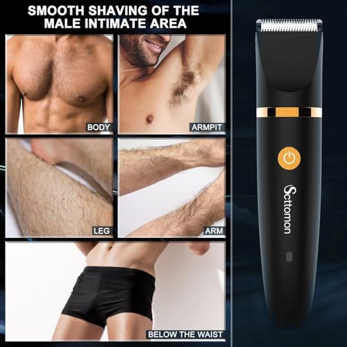 Electric Groin Hair Trim Ball Trimmer for Men Body Shaver Below-The-Waist Groomer Nose Hair Trimmer Waterproof Cordless 3 in 1