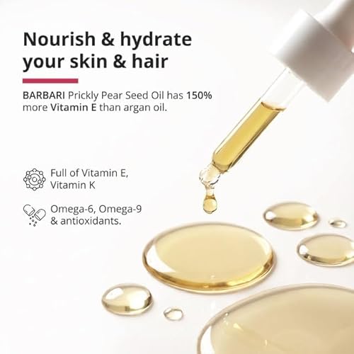 BARBARI Prickly Pear Oil ? Hydrating & Revitalizing Face, Hair & Body | Luxury Generally Used on Face, Supports Skin Elasticity & Radiance, Multi-Purpose (15ml)
