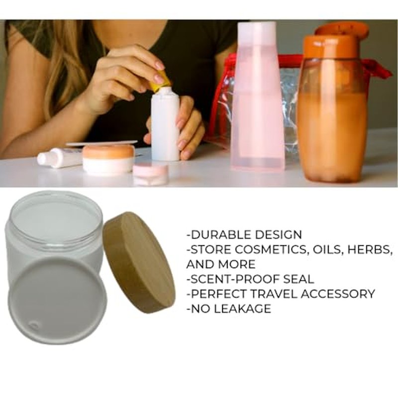 16oz Bamboo Lid Jar - Refillable Plastic Cosmetic Container for Creams
