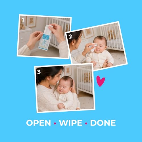 NOVEHA Baby Eye Wipes - 60 Pack Gentle Eyelid Cleanser