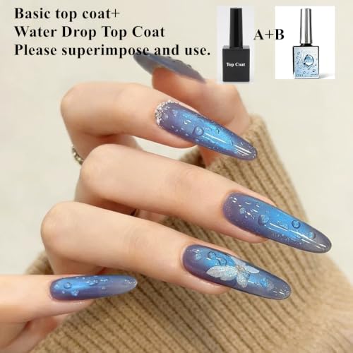 Water Drop Top Coat Gel - 3D Rain Droplet Nail Art, 15ml