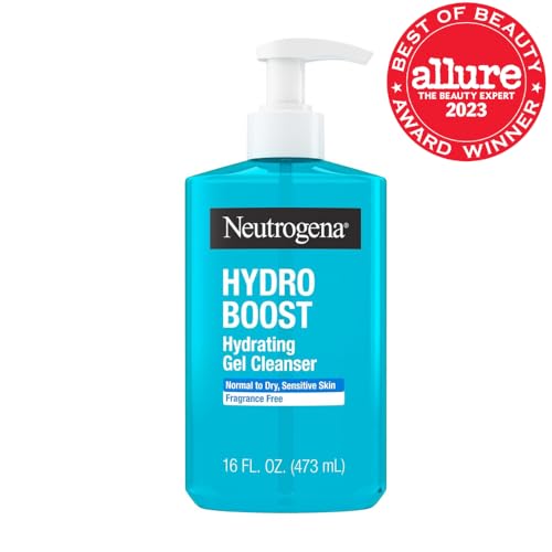 Neutrogena Hydro Boost Face Wash,Fragrance Free,Hydrating Facial Cleanser with Hyaluronic Acid,Daily Foaming Face Wash & Makeup Remover,Hypoallergenic Gel Cleanser,16 fl. oz,(Pack of 2)