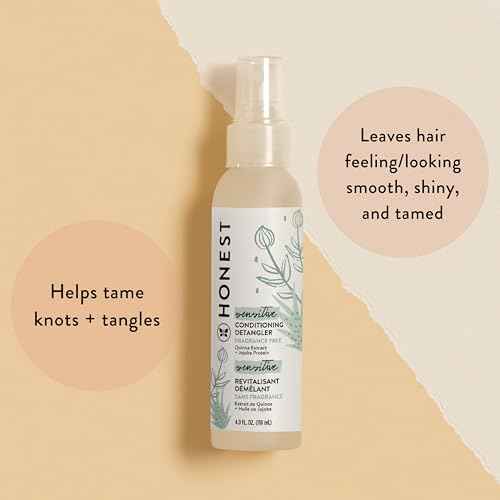 The Honest Company Fragrance-Free Conditioning Hair Detangler Tear-Free Hypoallergenic Leave-In Conditioner and Fortifying Spray for Sensitive Skin 4 fl oz