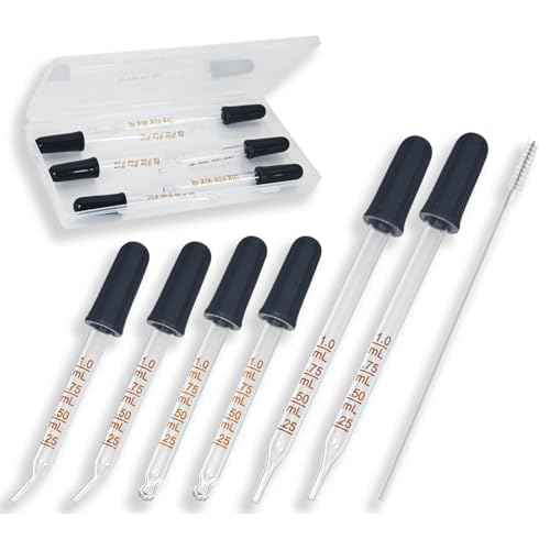 6 Pack Glass Pipette Dropper with Brush - Bent & Straight Tips, 1 ml Eye Droppers for Essential Oils, Lab, Crafts, Measuring and Transferring Liquids
