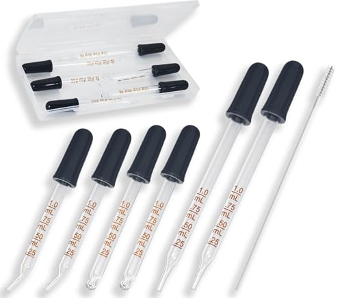 Glass Pipette Dropper Set 1ml with Brush for Essential Oils & Liquids