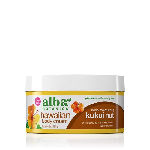 Alba Botanica Hawaiian Body Cream & Oil Bundle - Deep Moisturizing Kukui Nut, Cream 6.5 Oz & Oil 8.5 Oz