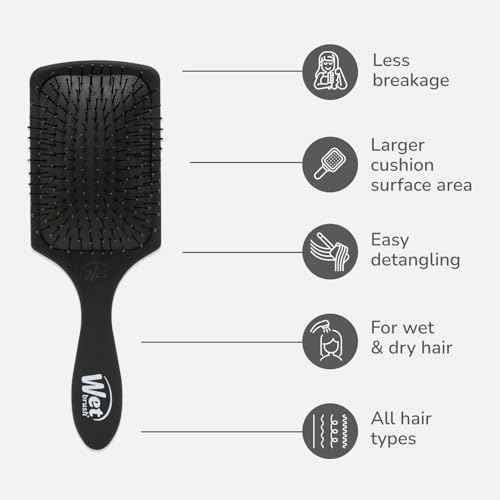 Wet Brush Paddle Detangler Hair Brush, Black Frost - Ultra-Soft IntelliFlex Detangling Bristles with AquaVent Design - Spread Hair Treatments Evenly - Glides Through Tangles For All Hair Types