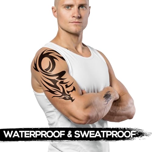 6-Sheet Large Temporary Tattoos for Men – Waterproof Tribal Designs