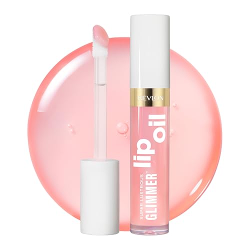 Revlon Super Lustrous Glimmer Lip Oil 001 Candy Hearts - Hydrating Shine, Plumping, Lightweight