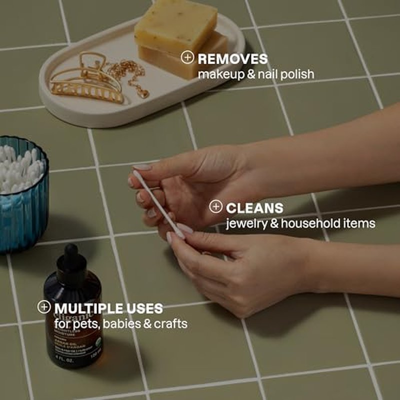 Cliganic Organic Cotton Swabs 500 Count | Natural & Chlorine-Free