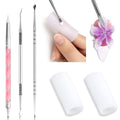 3D Nail Sculpting Tool Set - 3 Dual-Head Pens & 2 Finger Sleeves