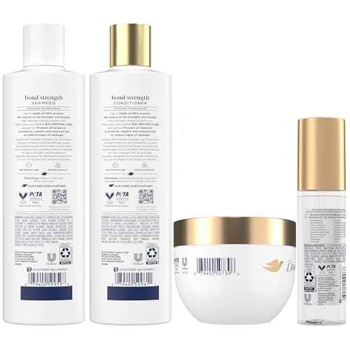 Dove Bond Strength, Damage Therapy System ? Shampoo, Conditioner, 10-in-1 Shield Serum & Peptide Mask, Hair Repair Treatment, Anti-Frizz (4 Piece Set)