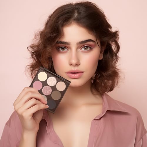 MYSTER ROSEY 9-Shade Nude Eyeshadow Palette, Matte & Waterproof