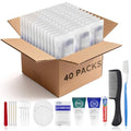 Toiletry Kits Travel Essentials Disposable Hygiene in Bulk, Trial Size Toiletries Supplies Individually Wrapped Traveling Personal Care Items, for Camping, Hotel, Homeless, Charity, 8-in-1 (40-Pack)