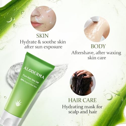 All Purpose Aloe Vera Gels Set - 5 Pieces - 300g Aloe Vera Gel + Tea Tree Oil, 2pcs x 200g Aloe Gel, 114g Aloe Gel & 45g Aloe Vera Gel