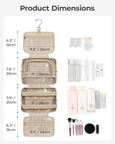 BAGSMART Hanging Toiletry Bag for Women, Puffy Makeup Organizer