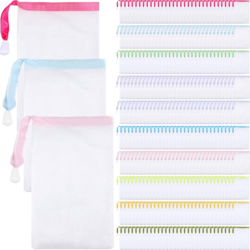 Sunnyray 400 Pcs Mesh Soap Bags 10 Colors with Drawstring
