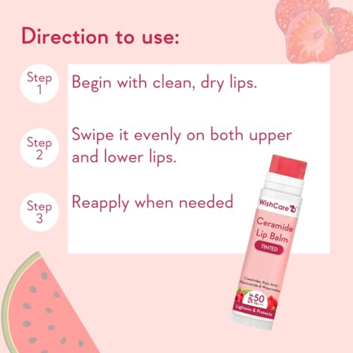 WishCare Tinted Lip Balm with SPF 50 PA+++ ? Enriched with Niacinamide, For Women, 5g