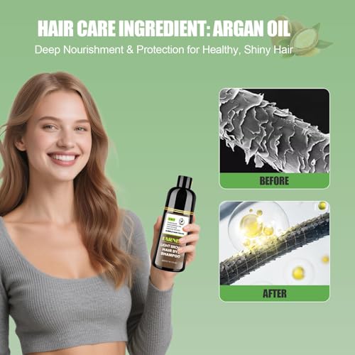 Light Brown Hair Dye Shampoo with Argan Oil - 6 Month Color