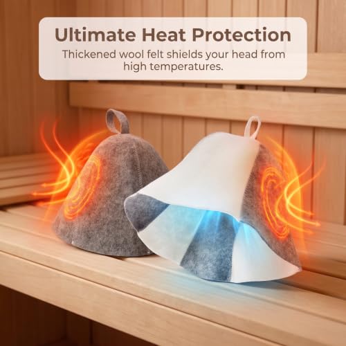2 Pack Wool Sauna Hat for Men & Women