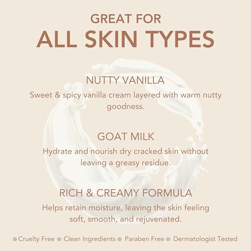 Dionis Goat Milk Skincare Nutty Vanilla Scented Hand & Body Cream - Cruelty Free Travel Size For Hydrating & Moisturizing