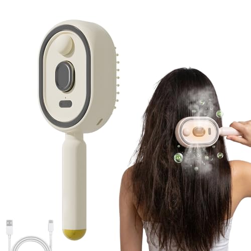 RAINPOT 3-in-1 Cordless Hair Steamer & Detangling Brush - Beige