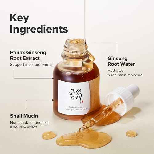 Beauty of Joseon Revive Snail Mucin Ginseng Serum Hydrating Peptide Facial Moisturizer Dark Spot Acne Scar Remover for Sensitive Face. Korean Skin Care for Men and Women (2 Fl.Oz.)
