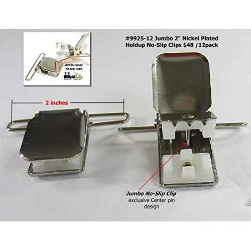 Holdup Silver No-Slip replacement patented clips (12, 2")