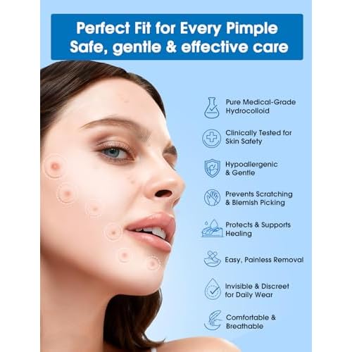 Pimple Patches for Face?Hydrocolloid Acne Patch, 6 Sizes (7/8/10/11/12/14 mm), 560 ct.?Tea Tree, Salicylic Acid & Centella-Invisible Waterproof Spot Dots, Absorb Fluid & Shrinking Zits and Whiteheads