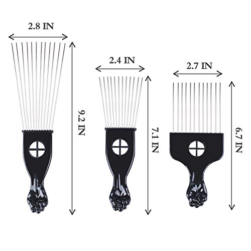 Black Metal Afro Pick Comb for Curly Hair Styling