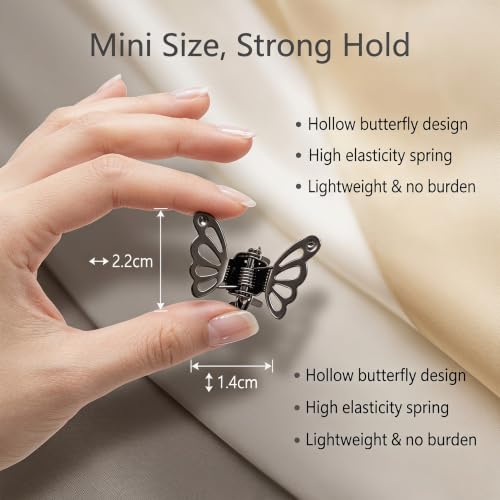 30 Pcs Mini Hollow Butterfly Hair Clips for Bangs - Gun Black