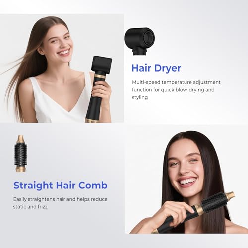 5-in-1 Hair Dryer Brush with Ionic Technology & Curler Attachments