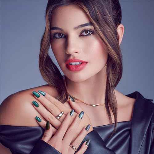 KISS Gel Fantasy, Press On Nails, Nail glue included, 'Chameleon', Blue, Medium Size, Coffin Shape, Includes 28 Nails, 2g glue, 1 Manicure Stick, 1 Mini File