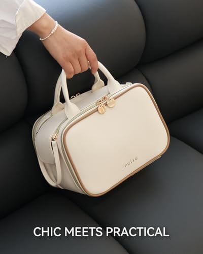 Prite Large Makeup Bag, Waterproof Travel Cosmetic Case with Brush