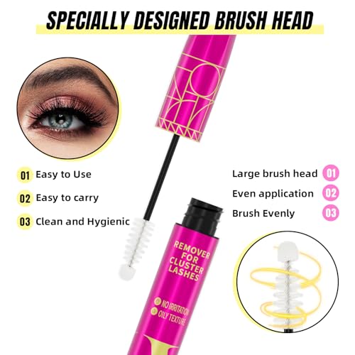 Lash Remover Cluster Lashes Remover Low-Irritating Eyelash Extension Remover Gentle and Mild Lash Self Adhesive Eyelashes Remover Glue for Beginner Use At Home(10ml)