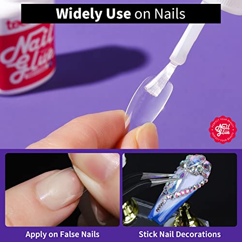 Teenitor Press On Nail Glue 3 Pack with Files